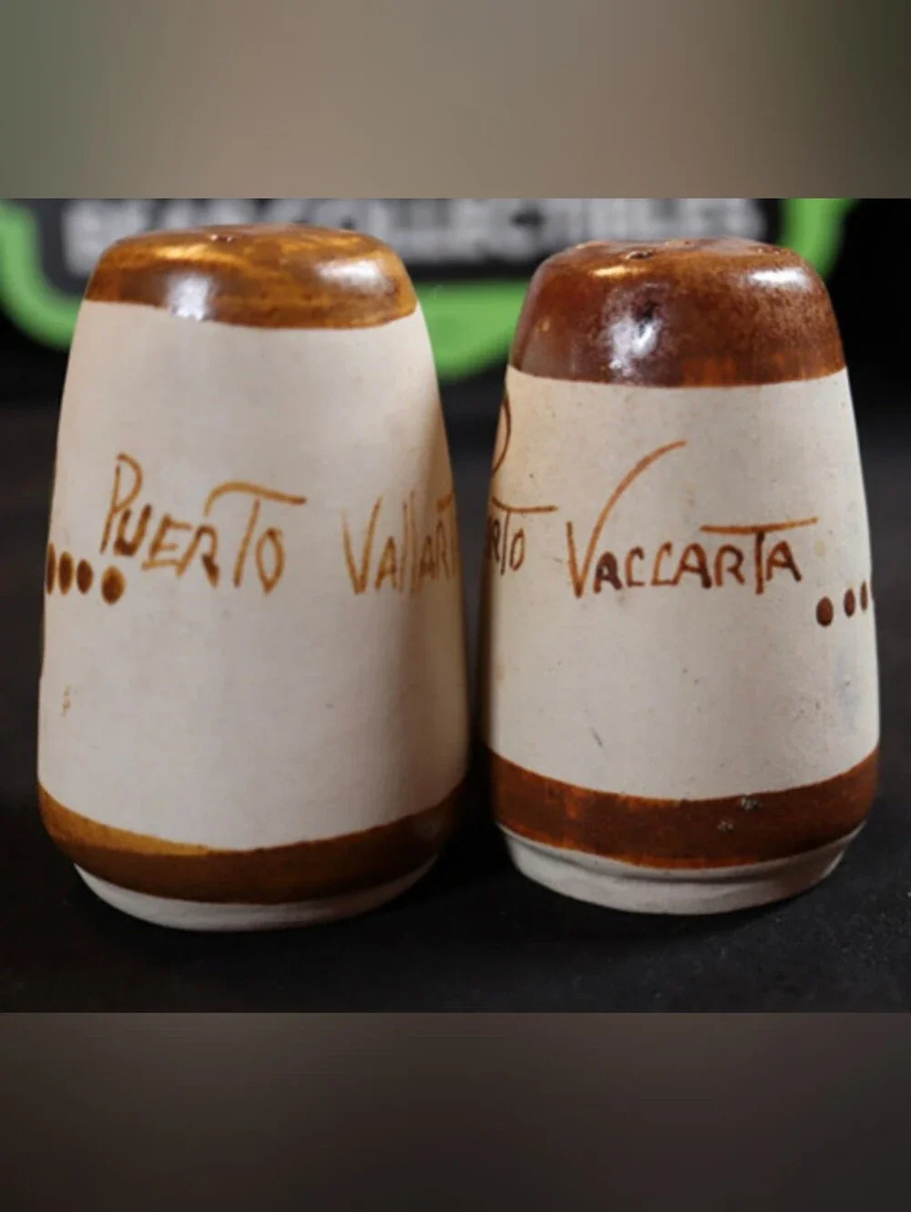 Vintage Cobalt Blue & Copper Hand Painted Puerto Vallarta Salt & Pepper Shakers